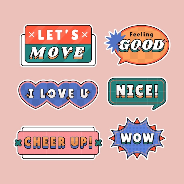 Free Vector hand drawn retro sticker collection