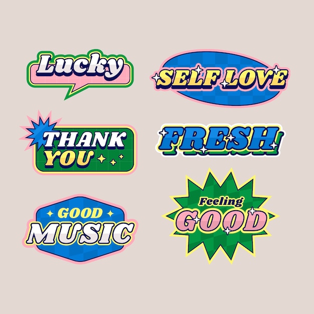 Free vector hand drawn  retro sticker  set