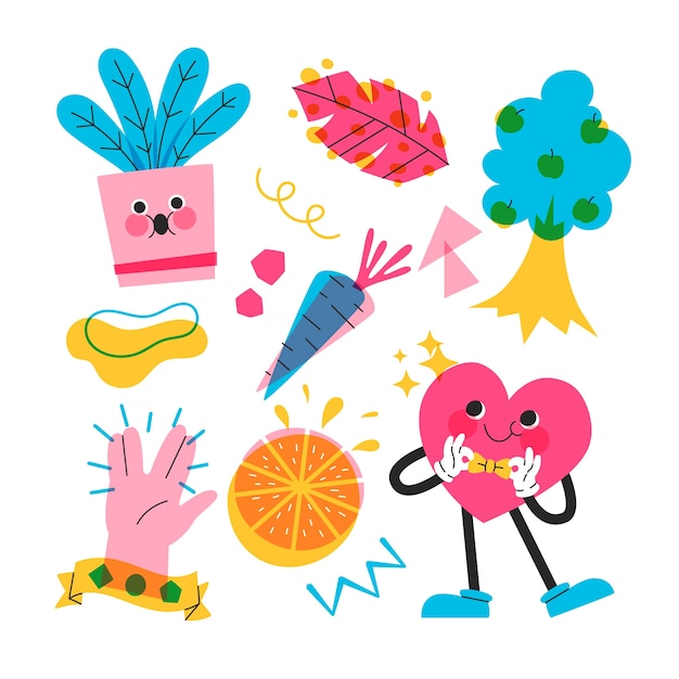 Free vector hand drawn risograph element collection