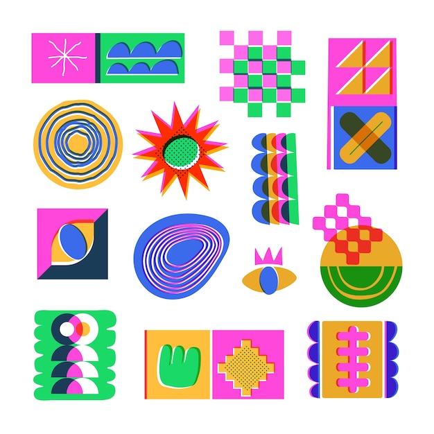 Free Vector hand drawn risograph element collection