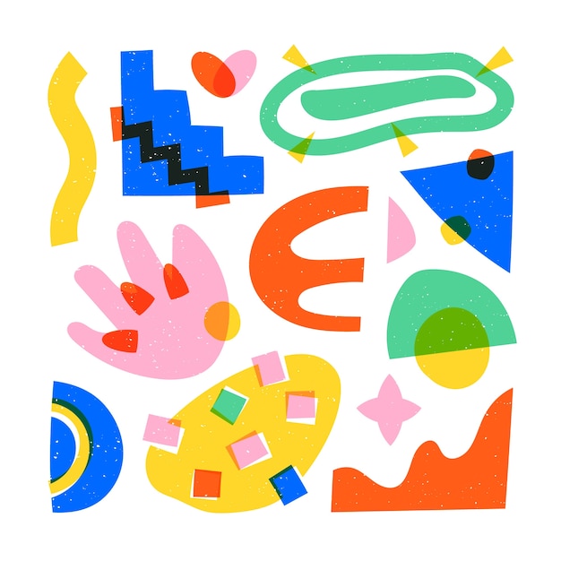 Free vector hand drawn risograph element collection