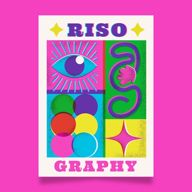 Free Vector hand drawn risograph poster design