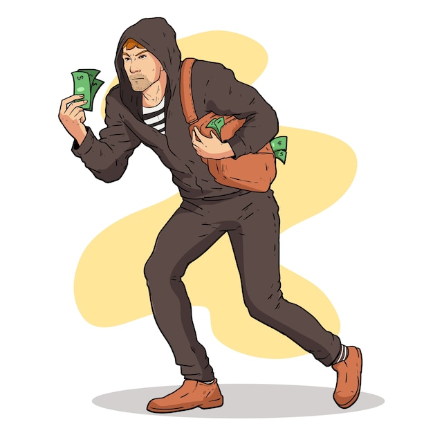 Free Vector hand drawn robber  cartoon illustration