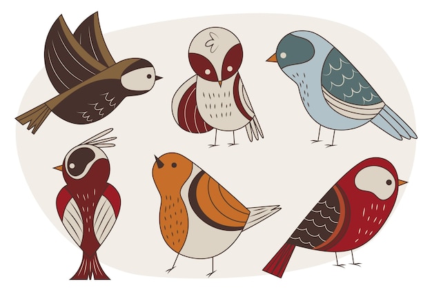 Free Vector hand drawn robin collection