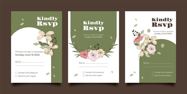 Hand drawn rsvp cards bundle