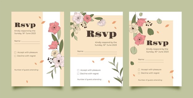 Free vector hand drawn rsvp cards bundle