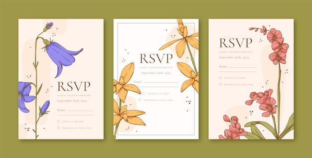 Free vector hand drawn rsvp cards template