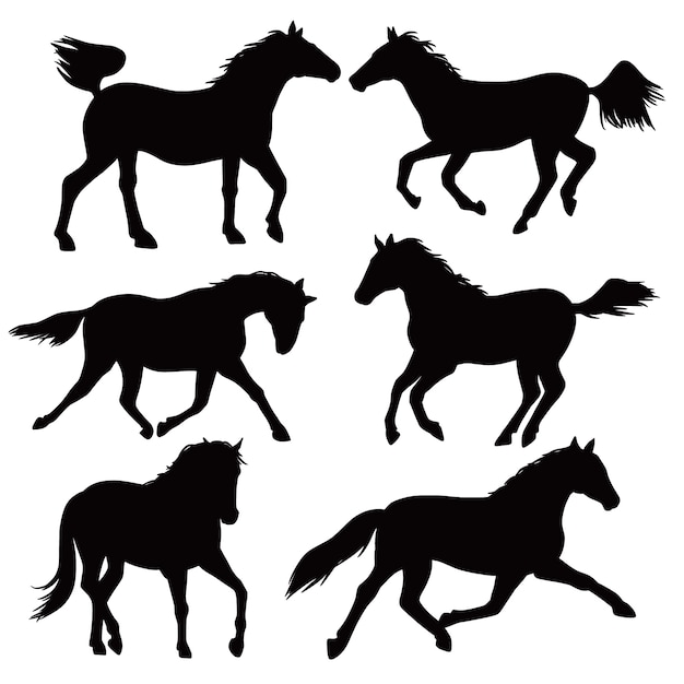 Free vector hand drawn running horse  silhouette illustration