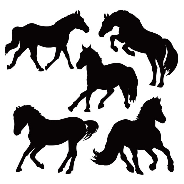 Hand drawn running horse  silhouette illustration