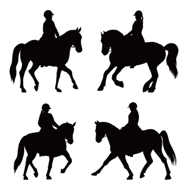 Hand drawn running horse  silhouette illustration