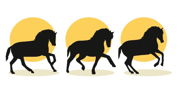 Free vector hand drawn running horse silhouette illustration