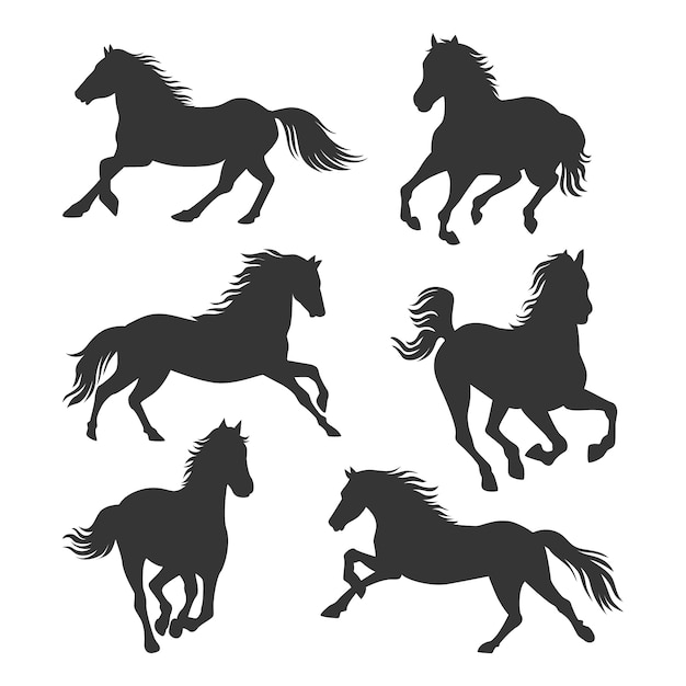 Free vector hand drawn running horse silhouette
