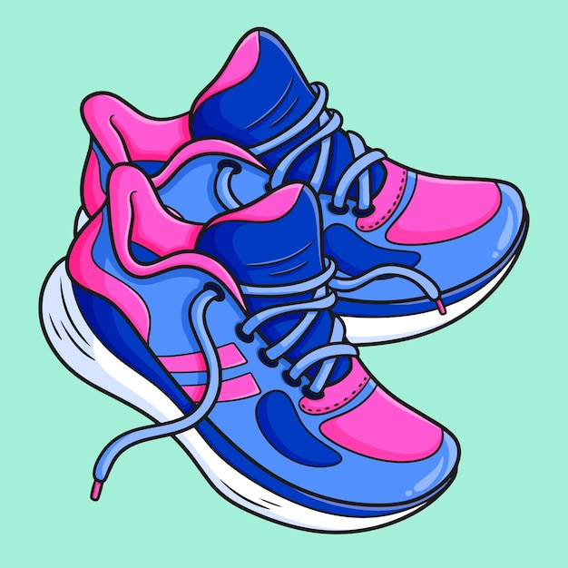 Free vector hand drawn running shoes cartoon illustration