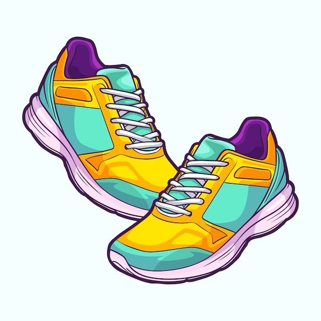 Free vector hand drawn running shoes cartoon illustration