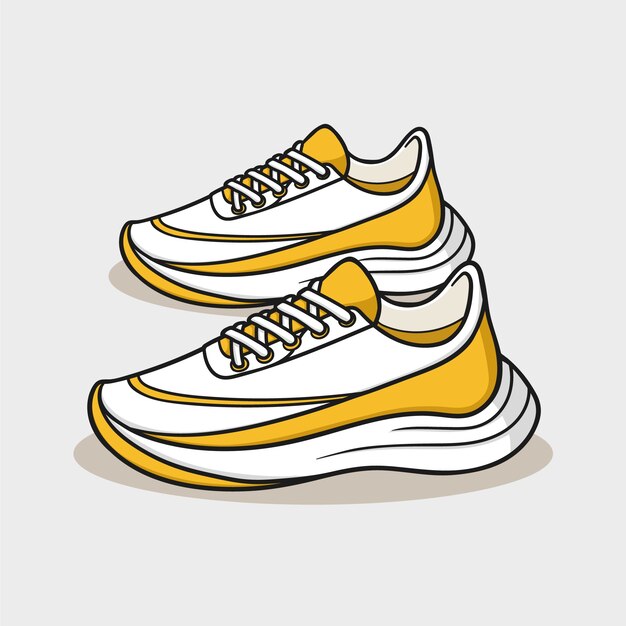 Hand drawn running shoes cartoon illustration