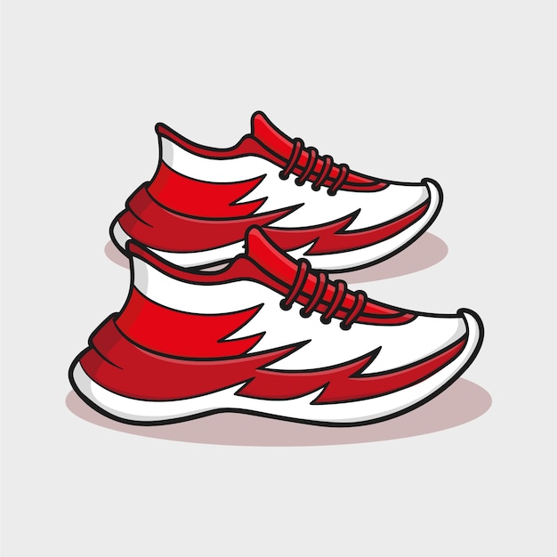 Hand drawn running shoes cartoon illustration