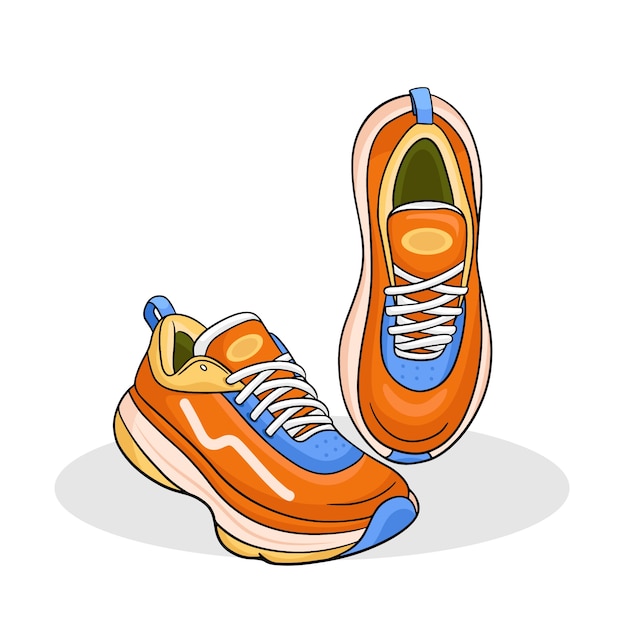 Free vector hand drawn running shoes cartoon illustration