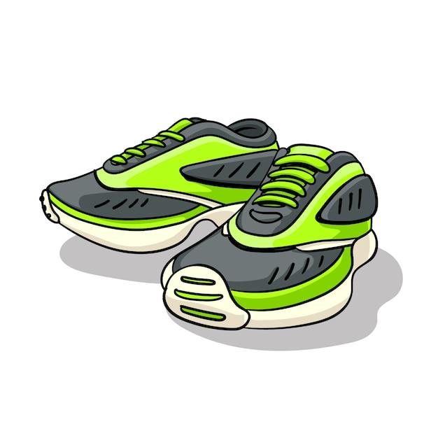 Hand drawn running shoes cartoon illustration