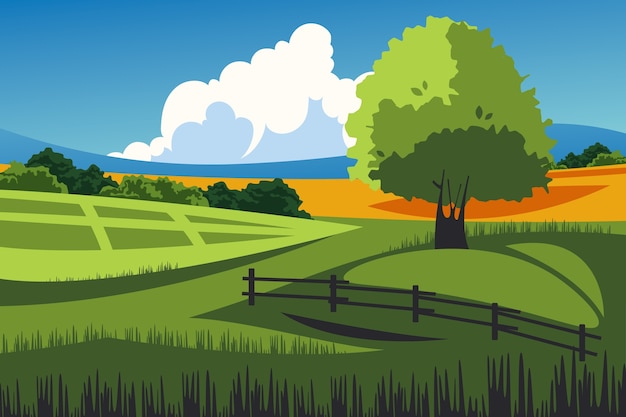 Hand drawn rural landscape background