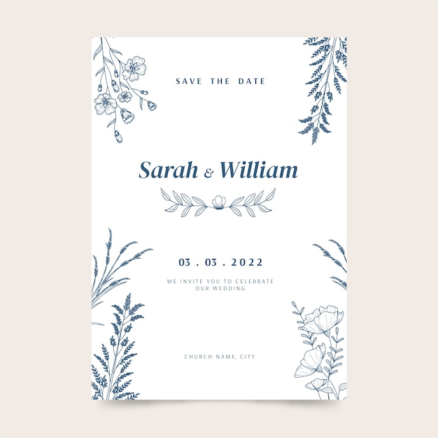 Hand drawn rustic wedding invitations