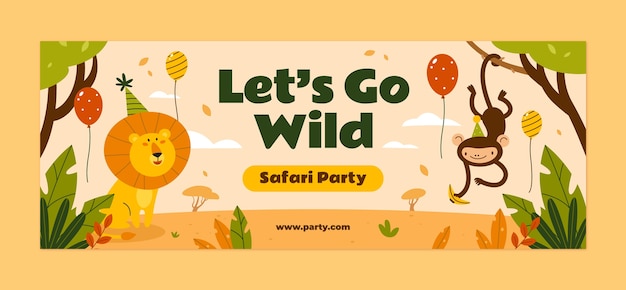 Free Vector hand drawn safari party facebook cover