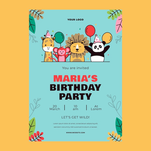 Hand drawn safari party invitation