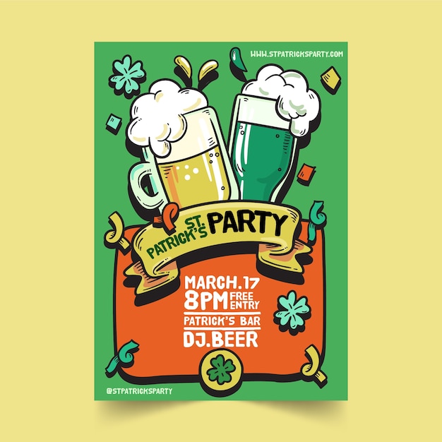 Free Vector hand drawn saint patrick's day poster template