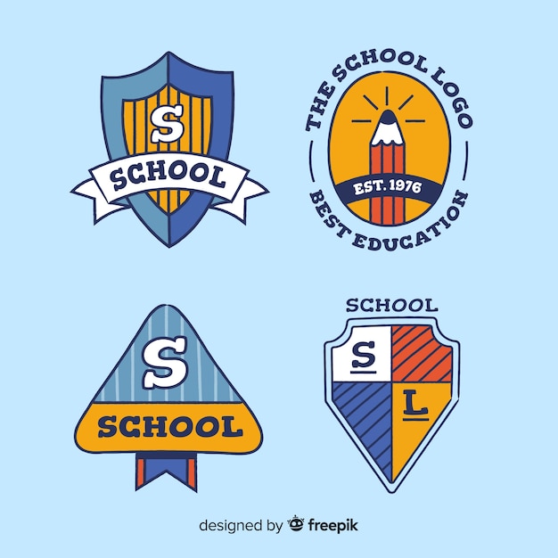 Free Vector hand drawn school logo collection