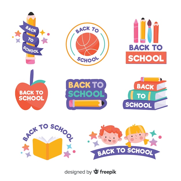 Free Vector hand drawn school logo collection