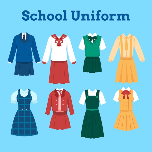 Free vector hand drawn school uniform element collection