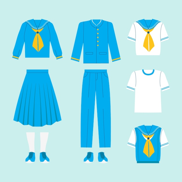 Free vector hand drawn  school uniform element collection