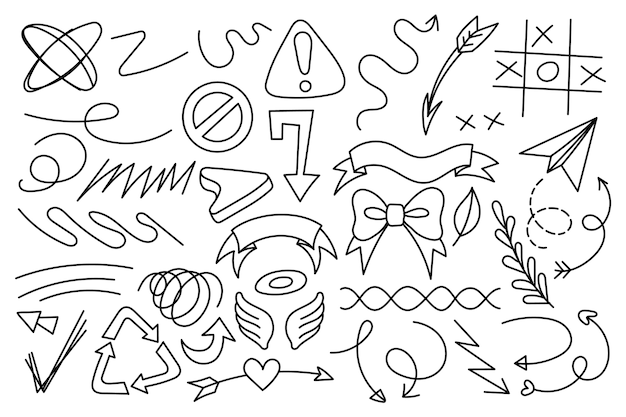 Free vector hand drawn scribble element set