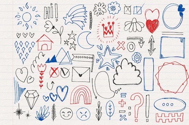 Free vector hand drawn scribble element set