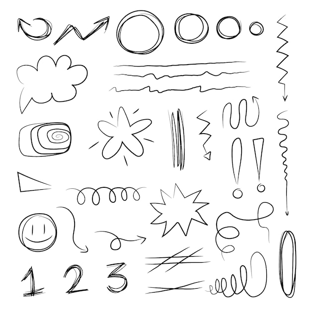 Free Vector hand drawn scribble element set