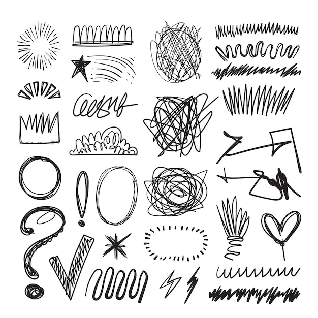 Free Vector hand drawn scribble set