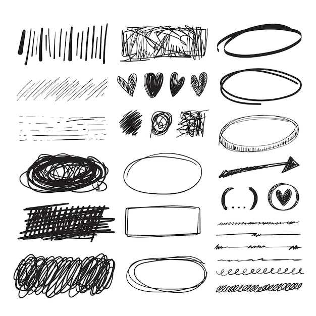 Free vector hand drawn scribble set