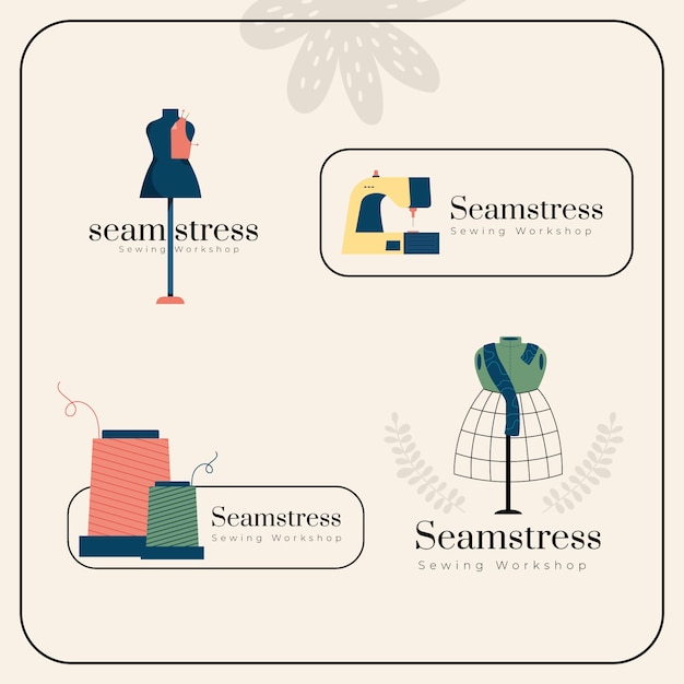 Free Vector hand drawn seamstress labels template