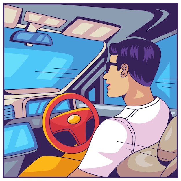 手描きの自動運転車のイラスト