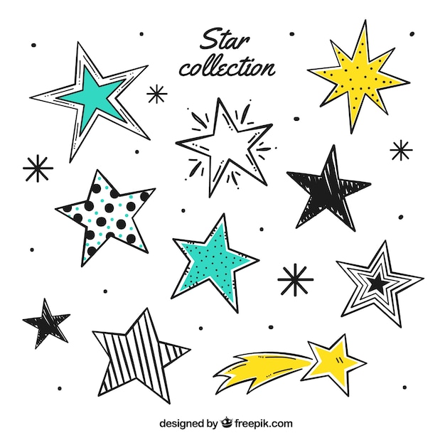 Free vector hand drawn set of stars