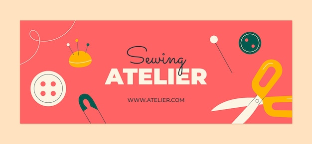 Hand drawn sewing atelier facebook cover