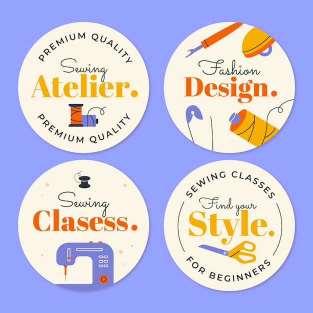 Hand drawn sewing atelier labels template