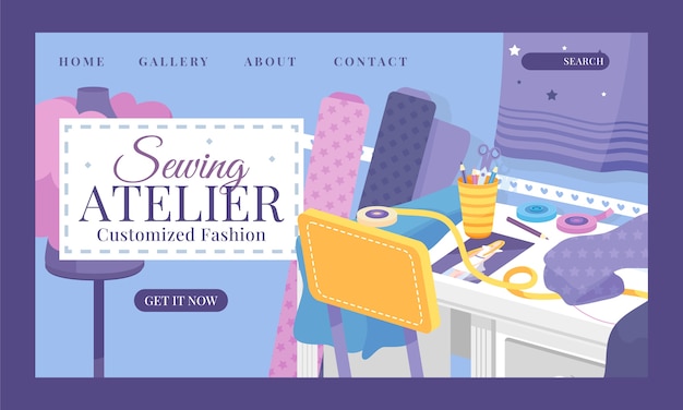 Free Vector hand drawn sewing atelier landing page