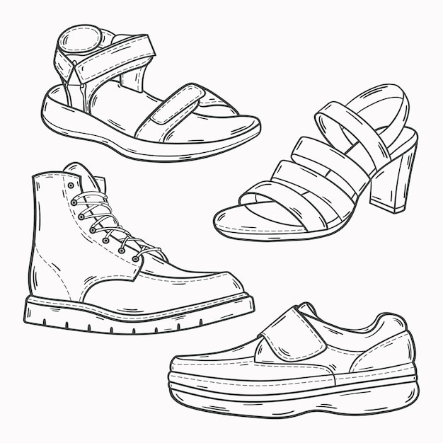 Hand drawn shoe  outline illustration