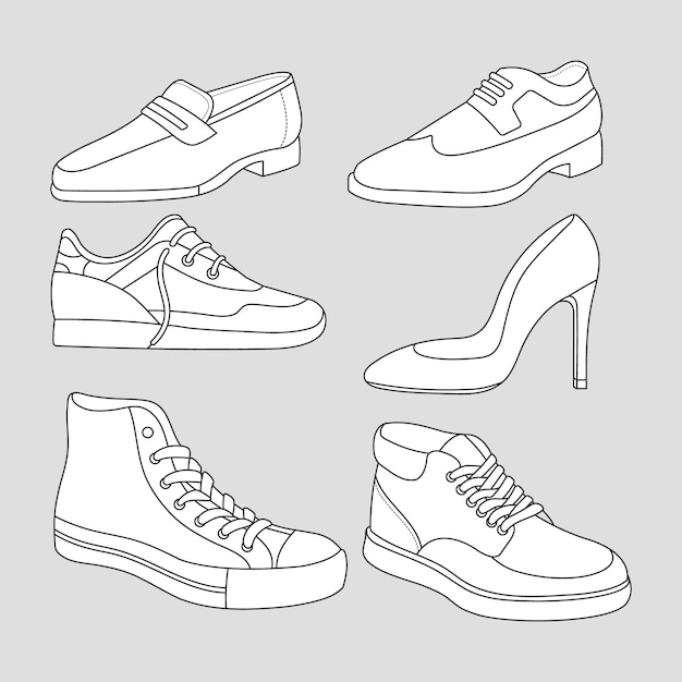 Hand drawn shoe outline illustration