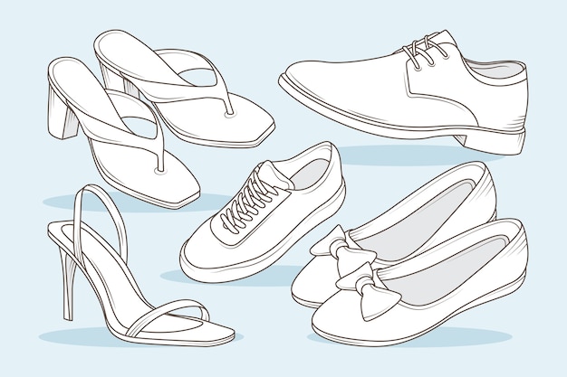 Free vector hand drawn shoes outline illustration