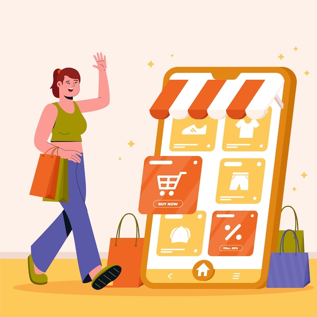 Free vector hand drawn shopping cartoon illustration