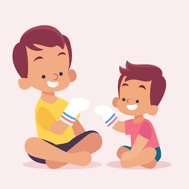 Free Vector hand drawn siblings illustration