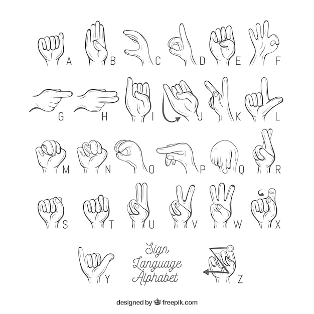 Free vector hand drawn sign language alphabet