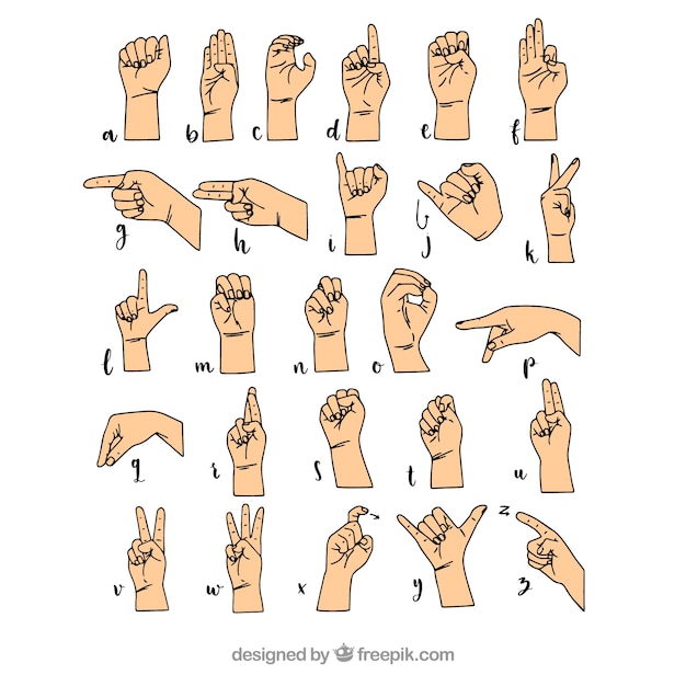 Free Vector hand drawn sign language alphabet