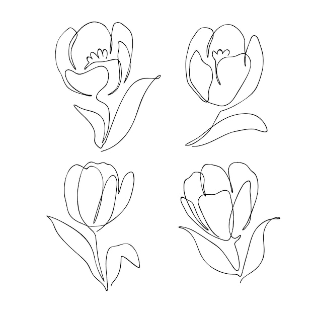 Free Vector hand drawn simple flower outline illustration